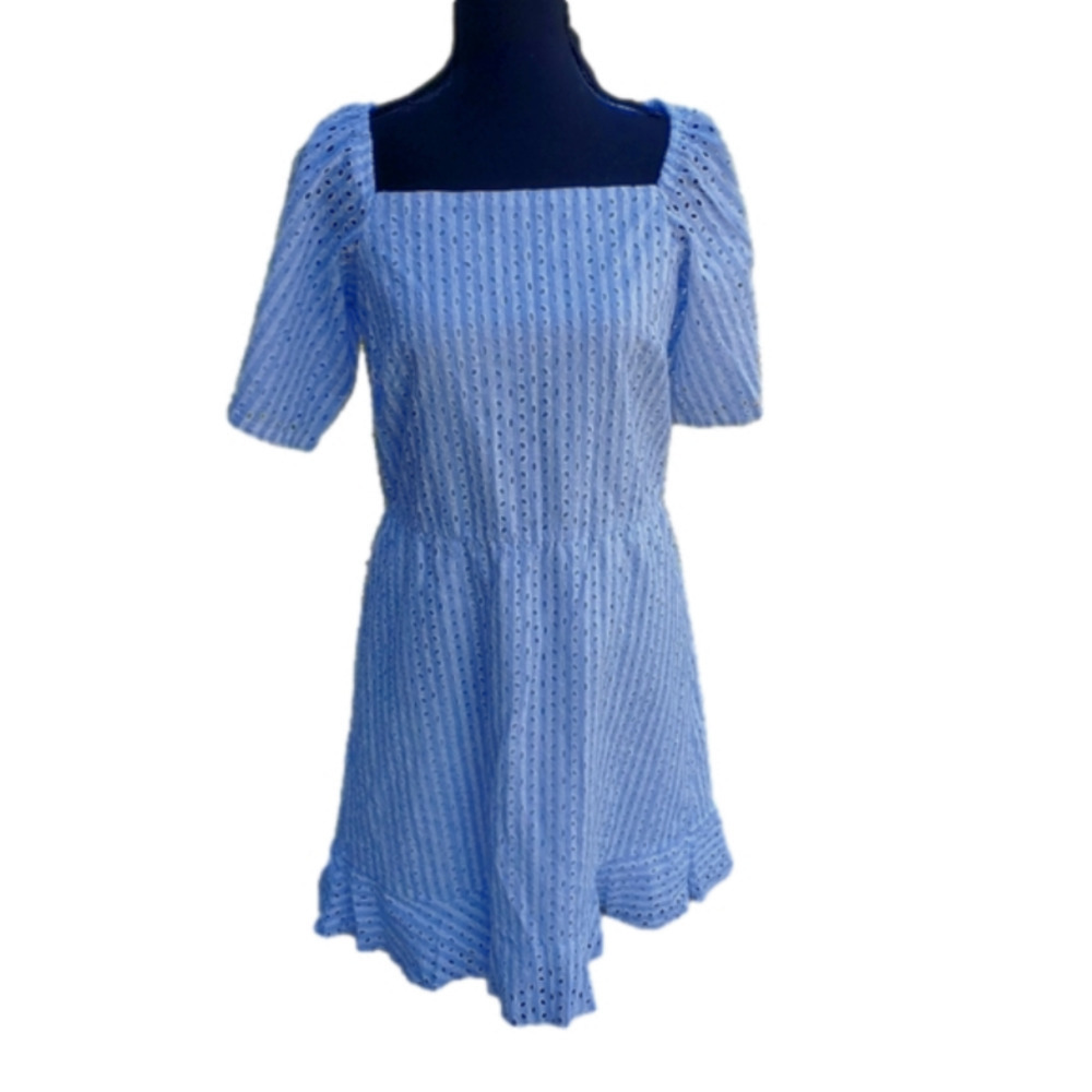 Light blue & white striped dress NEW Large